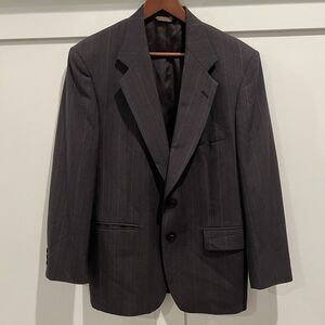 Vintage Johnny Carson Suit Blazer Men 42R Grey‎ Pinstripe Sport Coat Union Tag